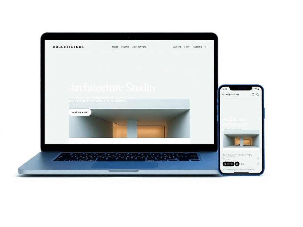 Web responsive mostrada en portátil y móvil